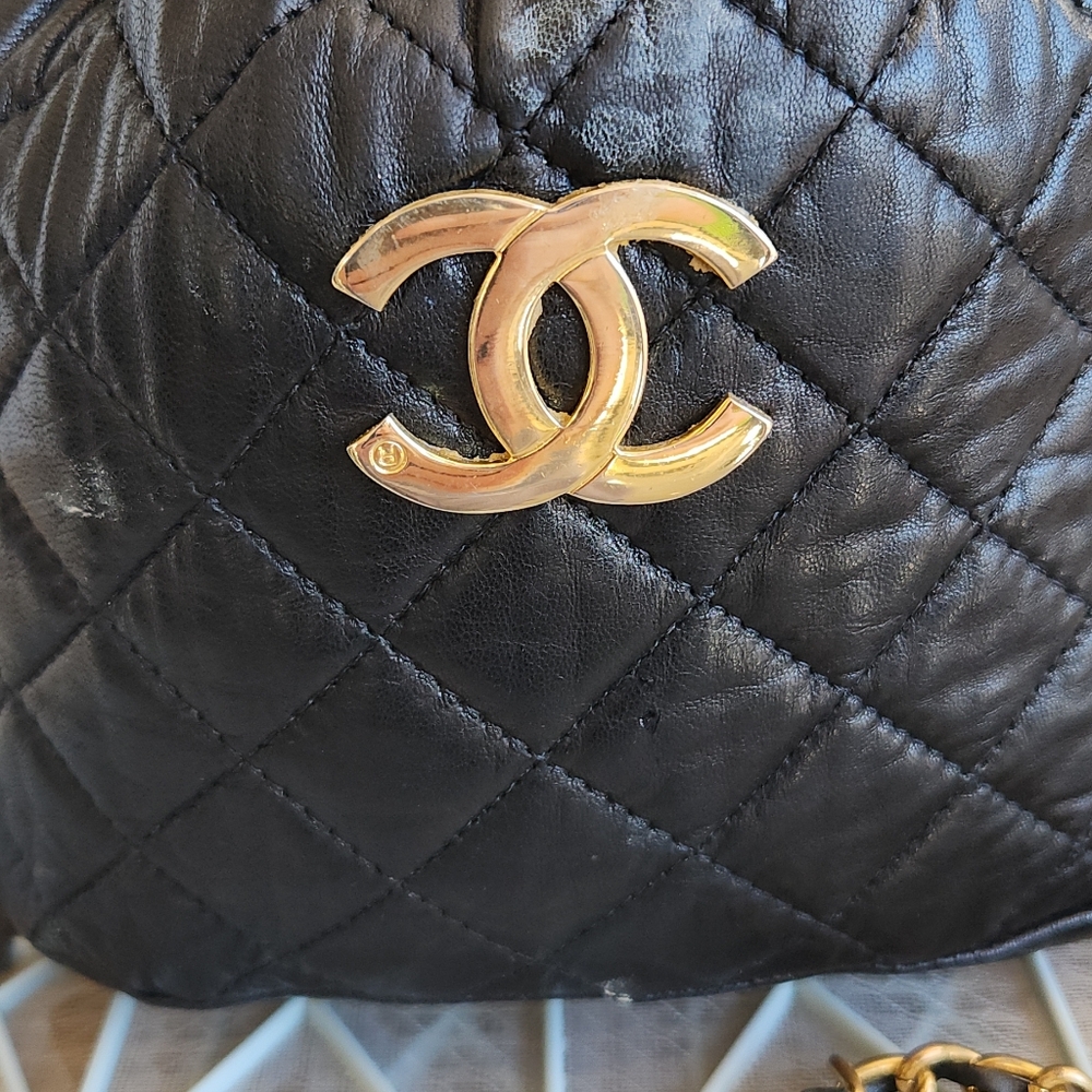 Black Quilted Crossbody Bag with Gold Chain - Picture 10 of 10